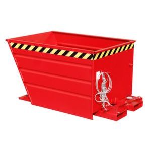 Orbis kiepbak staalplaat hefboomsluiting recht HxBxD 730x1200x1370 mm inhoud 0,9 m3 draagvermogen 1000 kg rood 528256