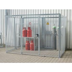 Orbis gasflessendepot staal-gaas HxBxD 2060x3100x2100 mm voor 104 gasflessen vleugeldeur verzinkt 529851