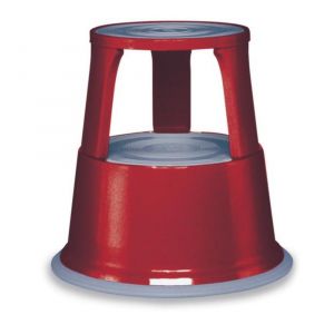 Orbis opstapje staalplaat draagvermogen 150 kg 3 geveerde wieltjes rubberen afdekking HxD 44x29/43,5 cm rood 528208