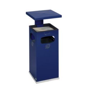 Orbis combi asbak staalplaat HxBxD 910x395x395 mm met overkapping 3 inworpopeningen verzinkt gentiaanblauw 210307