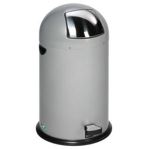 Orbis Push en Kick afvalbak staalplaat 37 L HxD 780x430 mm met pedaal zilver 510646