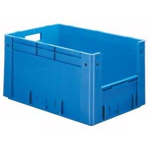 Orbis Euronorm stapelkrat HxLxB 320x600x400 mm 60 L wanden-bodem gesloten grijpopening blauw 509564