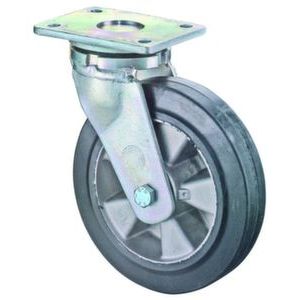 Orbis zwenkwiel draagvermogen 150 kg diameter x B 100x40 mm elastisch massief rubberen zwart aluminium velg 526607