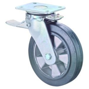 Orbis zwenkwiel dubbele vastzetter draagvermogen 200 kg DxB 125x50 mm elastisch massief rubberen zwart aluminium velg 526613