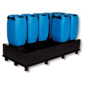 Orbis opvangbak HDPE BxDxH 1870x870x310 mm voor 3x220 L met poten PE plaat geperforeerde volume 225 L 201253