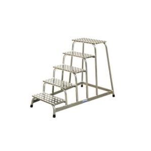 Orbis montagetrap aluminium H 1,0 m 5 treden met platform treden traanplaat 203429