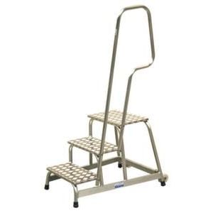 Orbis montagetrap aluminium H 0,6 m 3 treden met platform treden traanplaat leuning wielen 203435