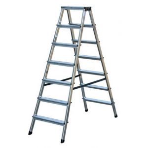 Orbis lichte universele trapladder aluminium tweezijdig L 1,60 m H 1,50 m 2x7 treden inclusief bordes 203455