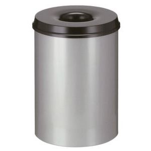 Orbis veiligheidsprullenbak staalplaat zelfblussend 30 L H x diameter 470x335 mm aluminium-zwart 523684