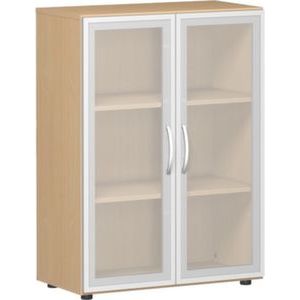 Orbis kast met glazen deur HxBxD 1104x800x420 mm 3 ordnerhoogtes beuken 401484