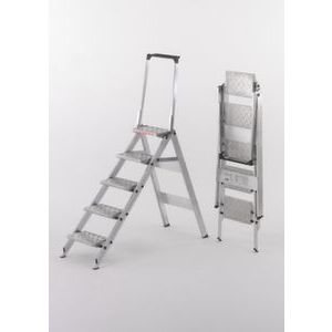 Orbis veiligheids-vouwtrap aluminium platform H 1,15 m 5 treden beugel traanplaat 331697