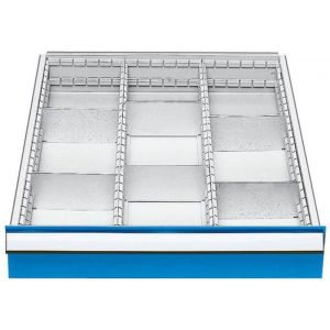 Orbis laden-indelingsmateriaal voor werkbanken nuttige afmeting BxD 450x600 mm 2/6 L engte- en dwarsverdelers front H 150 mm 504381