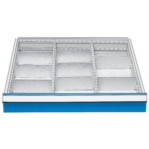 Orbis laden-indelingsmateriaal voor werkbanken nuttige afmeting BxD 600x600 mm 2/8 lengte- en dwarsverdelers front H 200 mm 504389