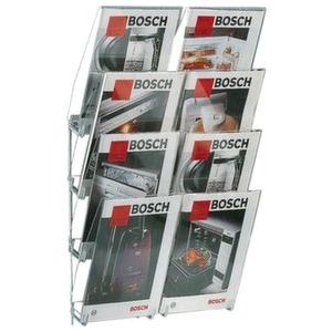 Orbis prospectushouder acryl HxBxD 800x460x190 mm 2x4 DIN A4 bakken frame lichtgrijs 109597