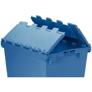 Orbis mobiele opslagbak hoekig PP HxBxD 553x800x600 mm 151 L met klapdeksel met wielen blauw 209668