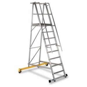 Orbis platformladder aluminium bordes HxBxD 2100x600x630 mm 8 treden verrijdbare traverse 550271