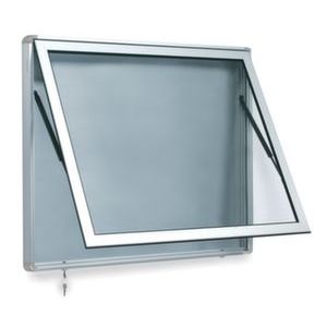 Orbis infovitrine buitenmaat HxBxD 1060x1600x120 mm formaat 21xA4 profielen rond zilver 310584