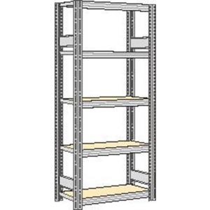 Orbis spaanplaat inhaakstelling basisveld HxBxD 2000x931x326 mm 5 etages draagvermogen 250 kg verzinkt 525260