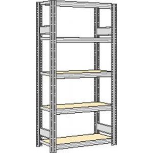 Orbis spaanplaat inhaakstelling basisveld HxBxD 2000x1061x326 mm 5 etages draagvermogen 250 kg verzinkt 525262