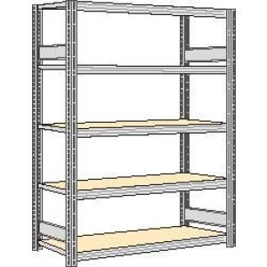 Orbis spaanplaat inhaakstelling basisveld HxBxD 2000x1751x426 mm 5 etages draagvermogen 250 kg verzinkt 525276