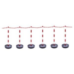 Orbis kettingstaander-set kunststof 6 kettingstaanders ronde voet 10 m ketting H boven maaiveld 870 mm rood-wit 501761