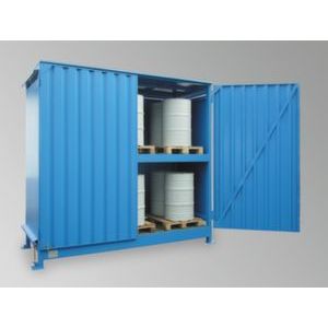Orbis vatencontainer HxBxD 3080x3130x2770 mm maximaal 40x200 L 2 vakniveaus staande opslag natuurlijke ventilatie 200333