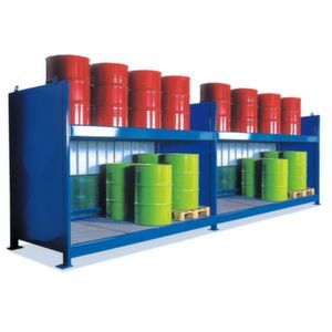 Orbis vatencontainer HxBxD 2230x6200x1390 mm maximaal 40x200 L 2 vakniveaus opvangbak 2x450 L RAL 5015 200667