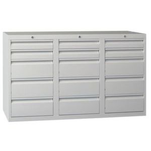 Orbis ladenkast HxBxD 900x1500x500 mm 6-9 laden gewoon uitschuifbaar glijgeleiding RAL 7035 401412