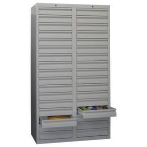 Orbis ladenkast HxBxD 1800x1000x500 mm 34 laden gewoon uitschuifbaar geleiderails RAL 7035 401433