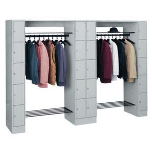 Orbis garderobe- en vakkenkastsysteem HxBxD 1950x2840x480 mm 20 vakken 20 hangers cilinderslot RAL 7035 204453