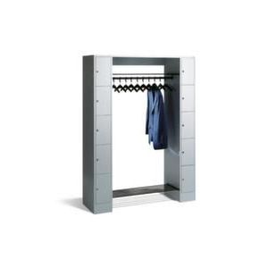 Orbis garderobe- en vakkenkastsysteem HxBxD 1950x1430x480 mm 10 vakken 10 hangers cilinderslot RAL 7035 204448