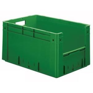 Orbis Euronorm stapelkrat HxLxB 320x600x400 mm 60 L wanden-bodem gesloten grijpopening groen 509565