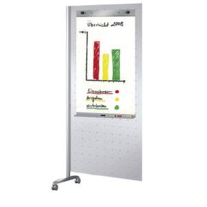 Orbis infowandsysteem staal wandelement met perforatie magneethoudend HxB 1750x800 mm wielen aluminium-zilver 521620