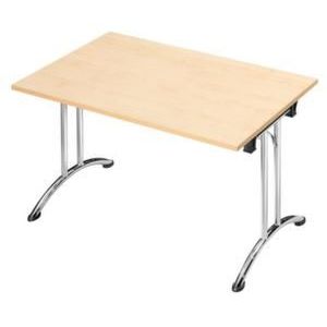 Orbis klaptafel ronde buis T-poot glijders HxBxD 73x120x80 cm stapelbar onderstel verchroomd blad esdoorn 523008