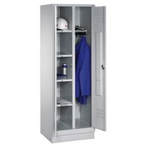 Orbis garderobe- en wasgoedkast HxBxD 1800x610x500 mm 2 vakken cilinderslot sokkel sleuven RAL 7035 406834