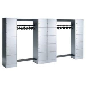 Orbis garderobe- en vakkenkastsysteem HxBxD 1950x3720x480 mm 20 vakken 20 hangers cilinderslot RAL 7035 204455