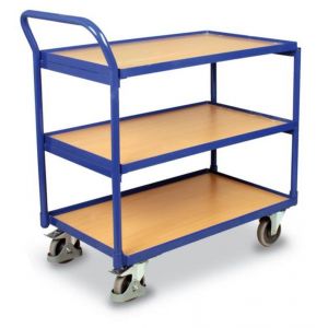 Orbis tafelwagen draagvermogen 250 kg laadvlak LxB 1000x600 mm 3 etages staande beugel RAL 5010 203056