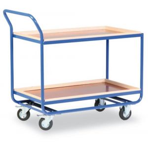 Orbis tafelwagen draagvermogen 300 kg laadvlak LxB 1000x600 mm 2 etages houten omranding kleur RAL 5010 509645-0004