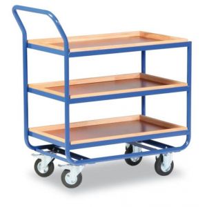 Orbis tafelwagen draagvermogen 300 kg laadvlak LxB 1000x600 mm 3 etages houten omranding kleur RAL 7035 509649-0006