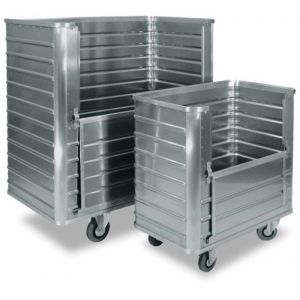 Orbis bakwagen van aluminium met deksel en cilinderslot draagvermogen 300 kg HxLxB 1430x1280x730 mm 1050 L klapbare zijwand 524638