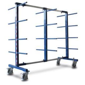 Orbis draagarmwagen draagvermogen 400 kg dubbelzijdig 3 staanders 24 liggers HxBxD 1800x560-3100x832 mm RAL 5010 526750