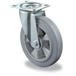 Orbis zwenkwiel draagvermogen 220 kg DxB 125x50 mm elastische banden grijs aluminium velg 524867