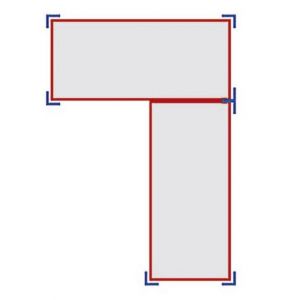 Orbis inhaakstelling spaanplaat legbord hoekveld HxBxD 1800x900/1290x400 mm 4 legborden hoek rechts RAL 5010 521034