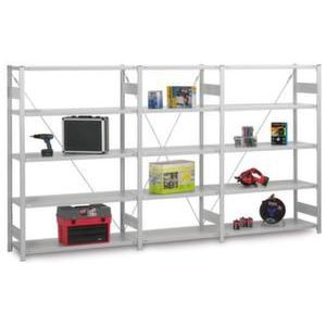 Orbis inhaakstelling complete aanbieding 1 x basis- en 2 x aanbouwveld HxBxD 2000x3680x335 mm 15 legborden lichtgrijs 526757