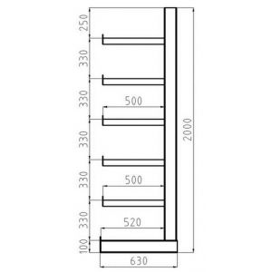 Orbis draagarmstelling HxBxD 2000x4050x630 mm 6 gelijk lange armen inclusief poot draagvermogen 4800 kg RAL 5010 520777