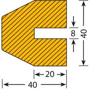 Orbis waaschuwings- en beveiligingsprofiel PU-schuim profielbescherming trapezium HxB 40x40 mm L 1000 mm geel-zwart 520060