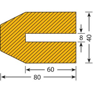 Orbis waaschuwings- en beveiligingsprofiel PU-schuim profielbescherming trapezium HxB 40x80 mm L 1000 mm geel-zwart 520063
