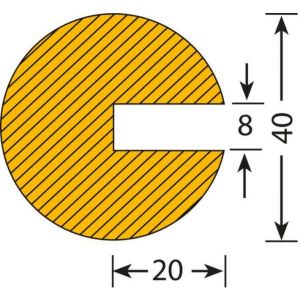 Orbis waaschuwings- en beveiligingsprofiel PU-schuim profielbescherming rond diameter 40 mm L 1000 mm geel-zwart 520064