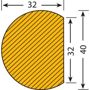 Orbis waaschuwings- en beveiligingsprofiel PU-schuim vlakbescherming rond B x diameter 32x40 mm L 1000 mm geel-zwart 520076