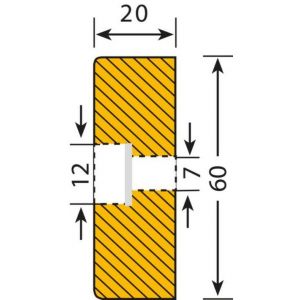 Orbis waaschuwings- en beveiligingsprofiel PU-schuim vlakbescherming rechthoekig HxB 60x20 mm L 1000 mm 3 gaatjes geel-zwart 520080